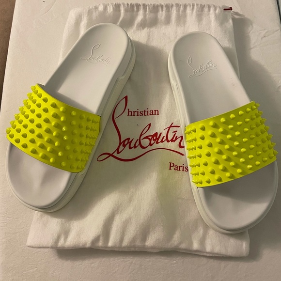 Christian Louboutin Shoes | Christian Louboutin Neon Green Pool Slide | Color: Green/Yellow | Size: 44 | Tm199_6's Closet